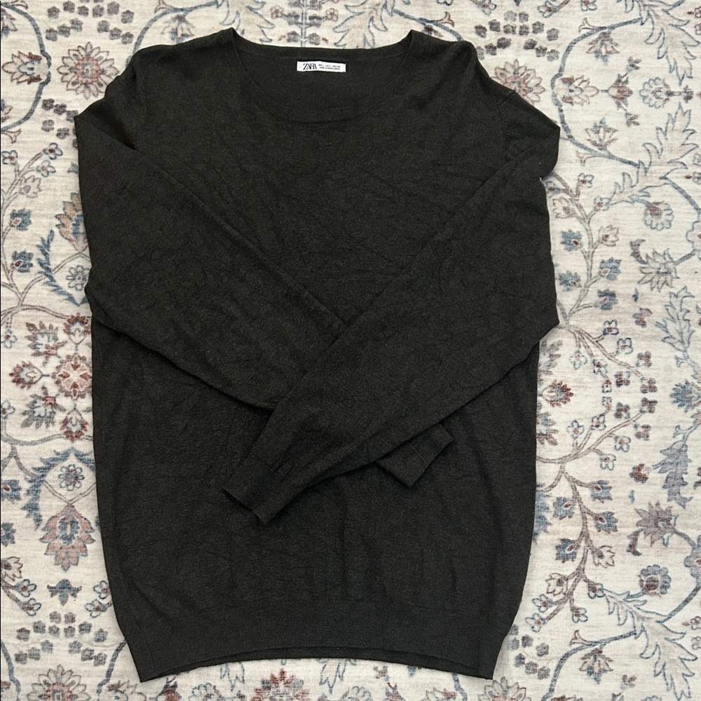 Zara Men's Charcoal Crewneck Sweater